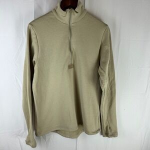 Tru-Spec 1/4 Zip Base Layer Pullover Mens S Sand Tan Grid Fleece Thumbhole